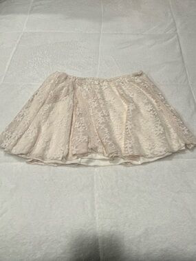 Beige Lace Mini Skirt